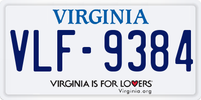 VA license plate VLF9384