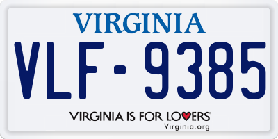 VA license plate VLF9385
