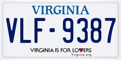 VA license plate VLF9387