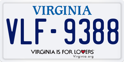 VA license plate VLF9388
