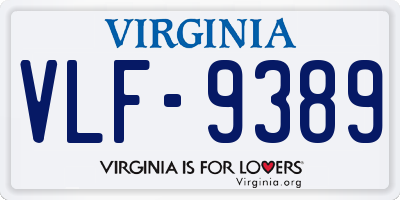 VA license plate VLF9389