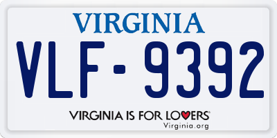 VA license plate VLF9392