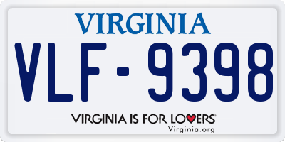 VA license plate VLF9398