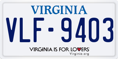 VA license plate VLF9403