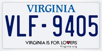 VA license plate VLF9405