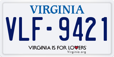 VA license plate VLF9421