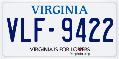 VA license plate VLF9422