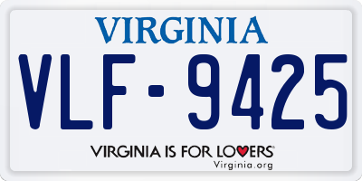VA license plate VLF9425