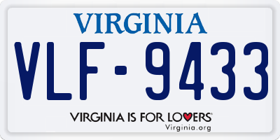 VA license plate VLF9433