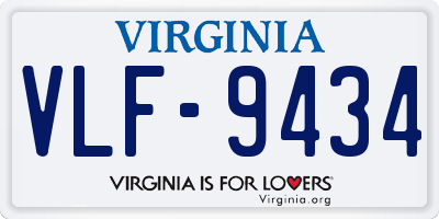 VA license plate VLF9434