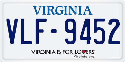 VA license plate VLF9452