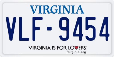 VA license plate VLF9454