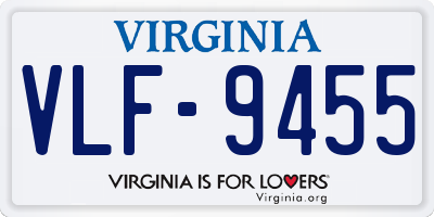 VA license plate VLF9455