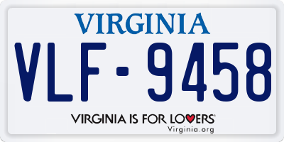 VA license plate VLF9458