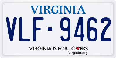 VA license plate VLF9462