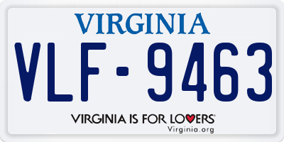 VA license plate VLF9463
