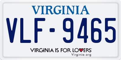 VA license plate VLF9465