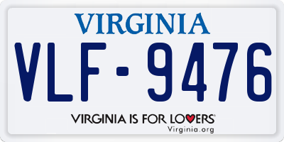 VA license plate VLF9476