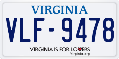 VA license plate VLF9478