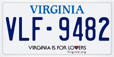 VA license plate VLF9482