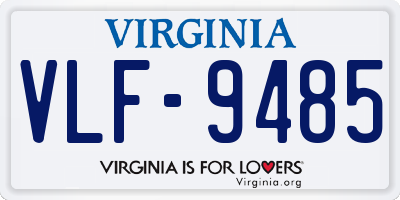 VA license plate VLF9485
