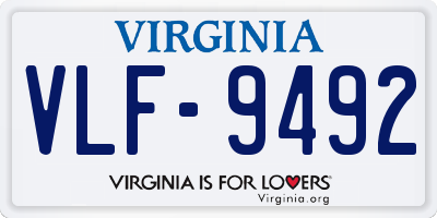VA license plate VLF9492