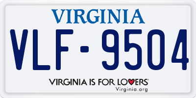 VA license plate VLF9504