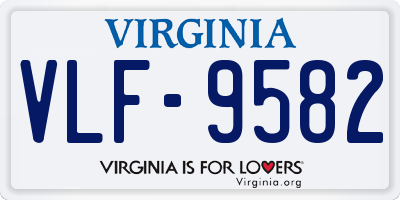 VA license plate VLF9582
