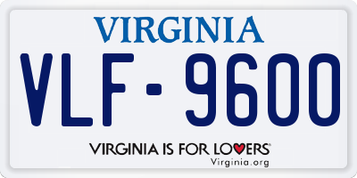 VA license plate VLF9600