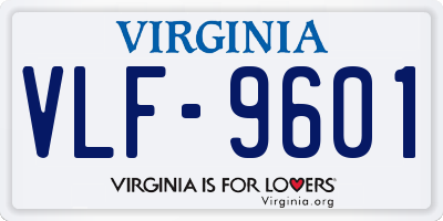 VA license plate VLF9601