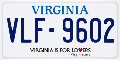 VA license plate VLF9602