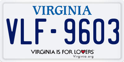 VA license plate VLF9603