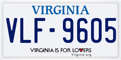 VA license plate VLF9605