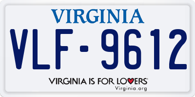 VA license plate VLF9612