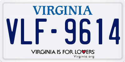 VA license plate VLF9614