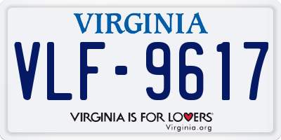 VA license plate VLF9617