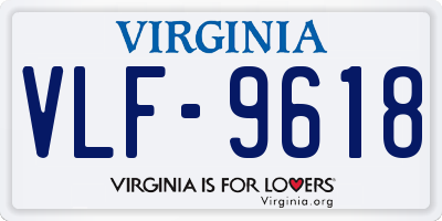VA license plate VLF9618