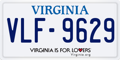VA license plate VLF9629
