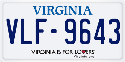 VA license plate VLF9643