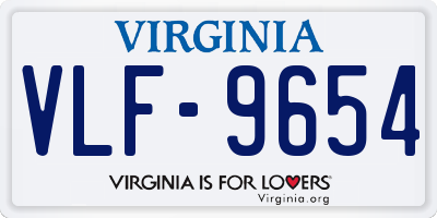 VA license plate VLF9654