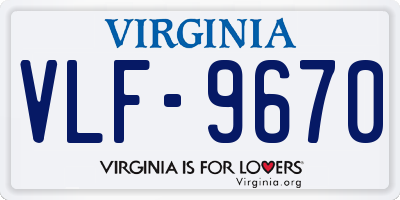 VA license plate VLF9670