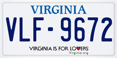 VA license plate VLF9672