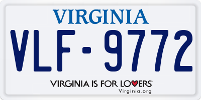 VA license plate VLF9772