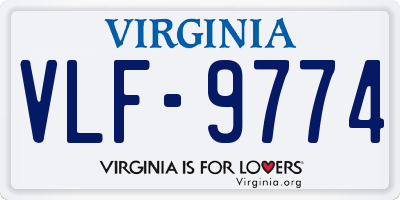 VA license plate VLF9774