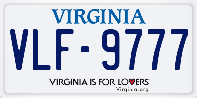 VA license plate VLF9777
