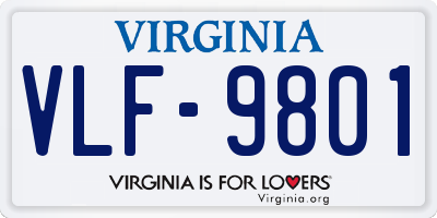 VA license plate VLF9801