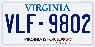 VA license plate VLF9802