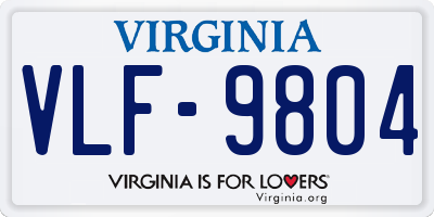 VA license plate VLF9804