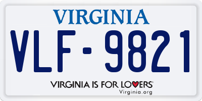 VA license plate VLF9821