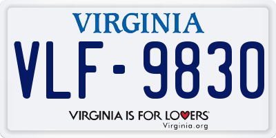 VA license plate VLF9830